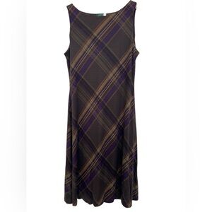 Lauren Ralph Lauren Plaid Silk Wool Blend  Sleeveless Midi Dress